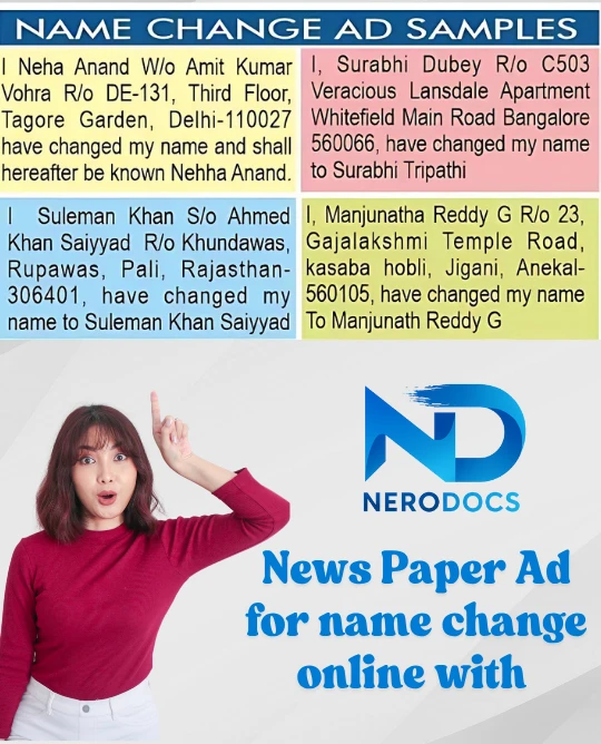 name change ad in newspaper delhi Ncr Inda